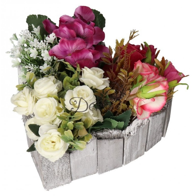 DONICZKA OSŁONKA DREWNIANA SERCE SZARA DONICZKI