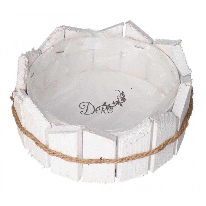 DONICZKA OSŁONKA DREWNIANA BIAŁA DONICZKI STROIK