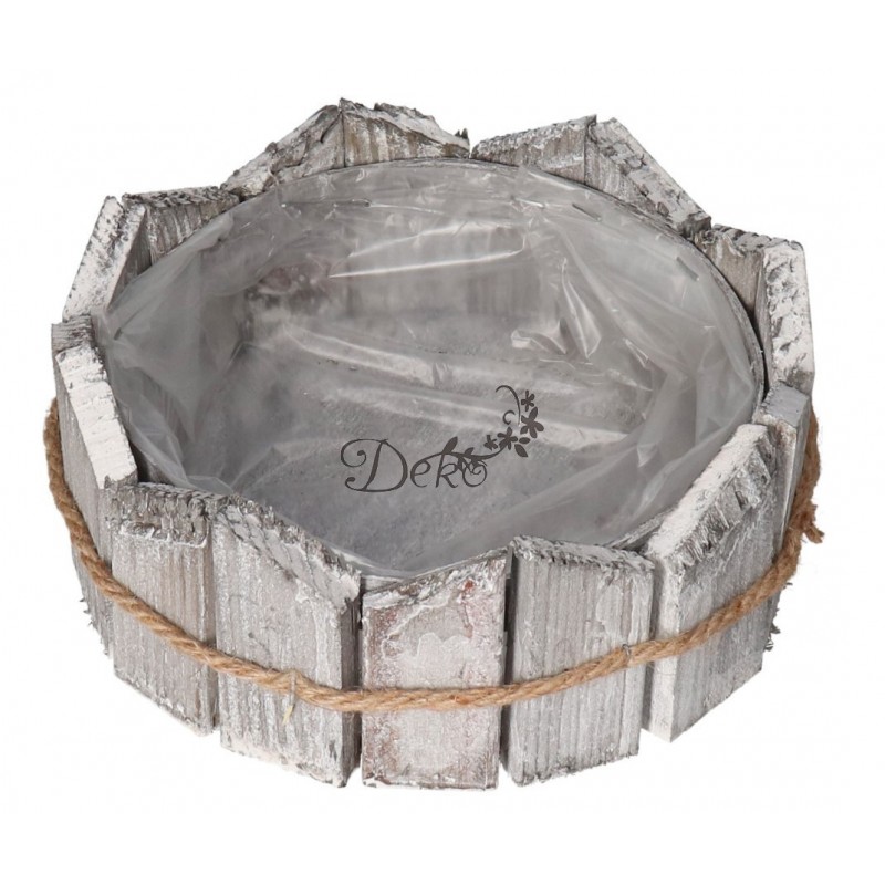 DONICZKA OSŁONKA DREWNIANA SZARA DONICZKI STROIK