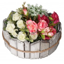 DONICZKA OSŁONKA DREWNIANA SZARA DONICZKI STROIK