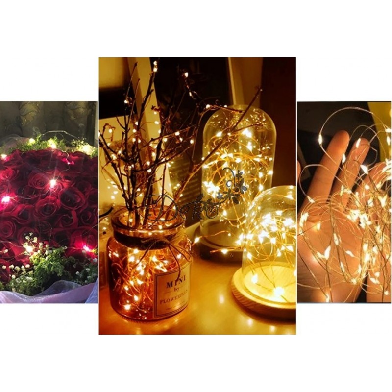 LAMPKI LED NA CHOINKĘ DRUCIK NA BATERIĘ 5M CIEPŁE