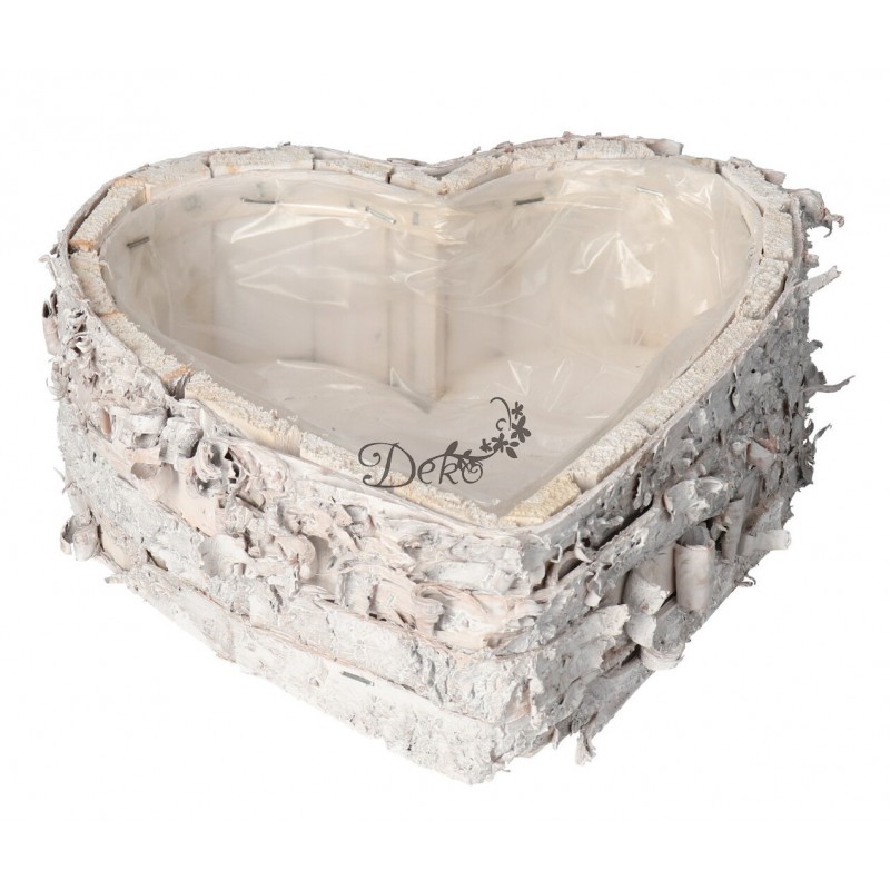 DONICZKA OSŁONKA DREWNIANA SERCE BIAŁA DONICZKI