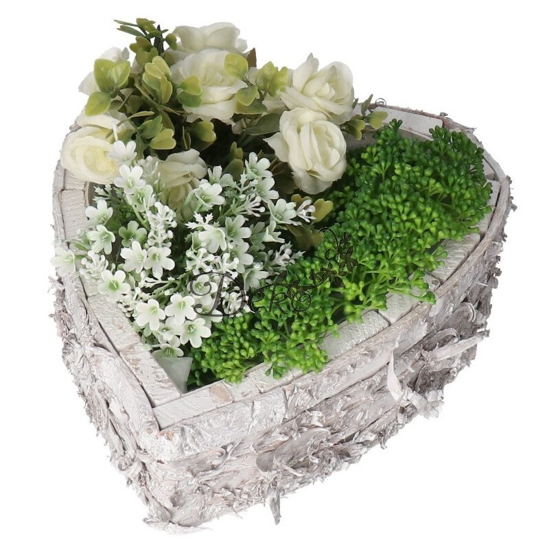 DONICZKA OSŁONKA DREWNIANA SERCE BIAŁA DONICZKI