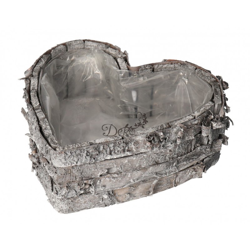 DONICZKA OSŁONKA DREWNIANA SERCE SZARA DONICZKI