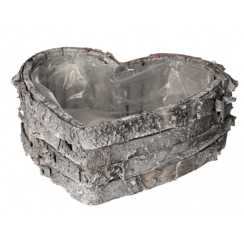 DONICZKA OSŁONKA DREWNIANA SERCE SZARA DONICZKI