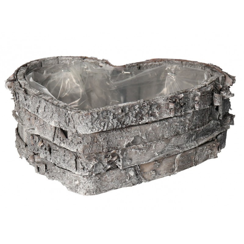 DONICZKA OSŁONKA DREWNIANA SERCE SZARA DONICZKI