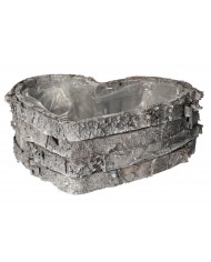 DONICZKA OSŁONKA DREWNIANA SERCE SZARA DONICZKI