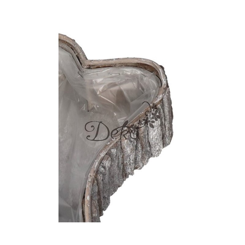 DONICZKA OSŁONKA DREWNIANA DUŻA SERCE SZARA DONICZKI