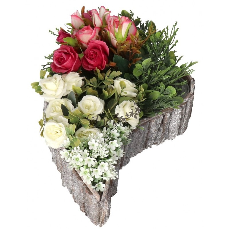 DONICZKA OSŁONKA DREWNIANA DUŻA SERCE SZARA DONICZKI