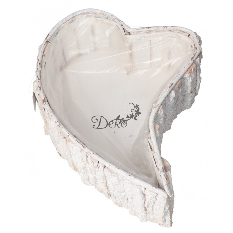 DONICZKA OSŁONKA DREWNIANA DUŻA SERCE BIAŁA DONICZKI