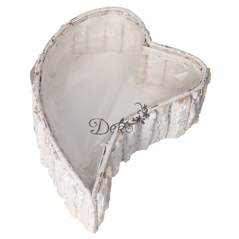 DONICZKA OSŁONKA DREWNIANA DUŻA SERCE BIAŁA DONICZKI