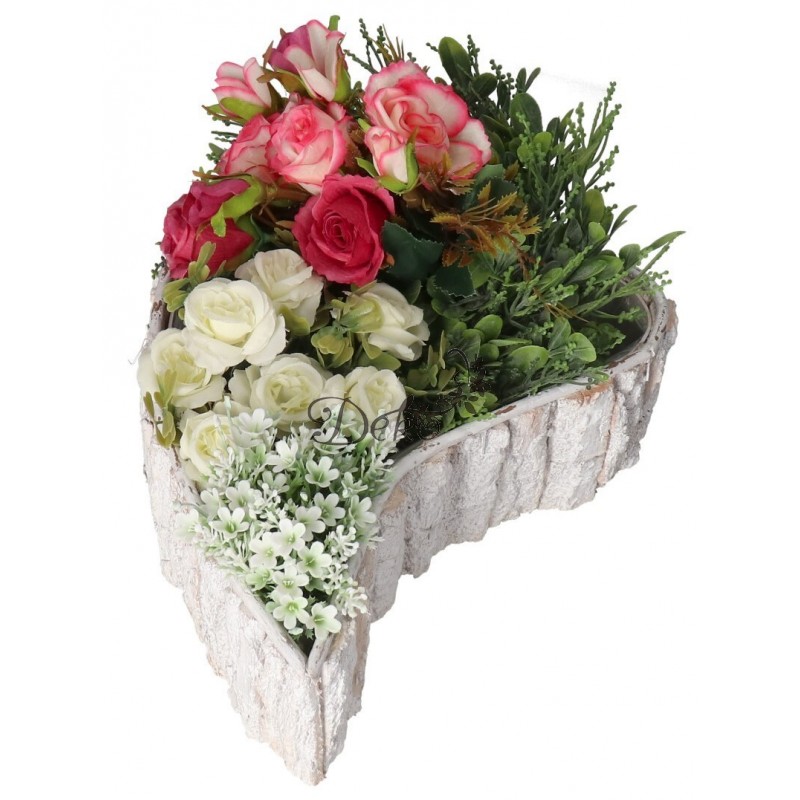 DONICZKA OSŁONKA DREWNIANA DUŻA SERCE BIAŁA DONICZKI