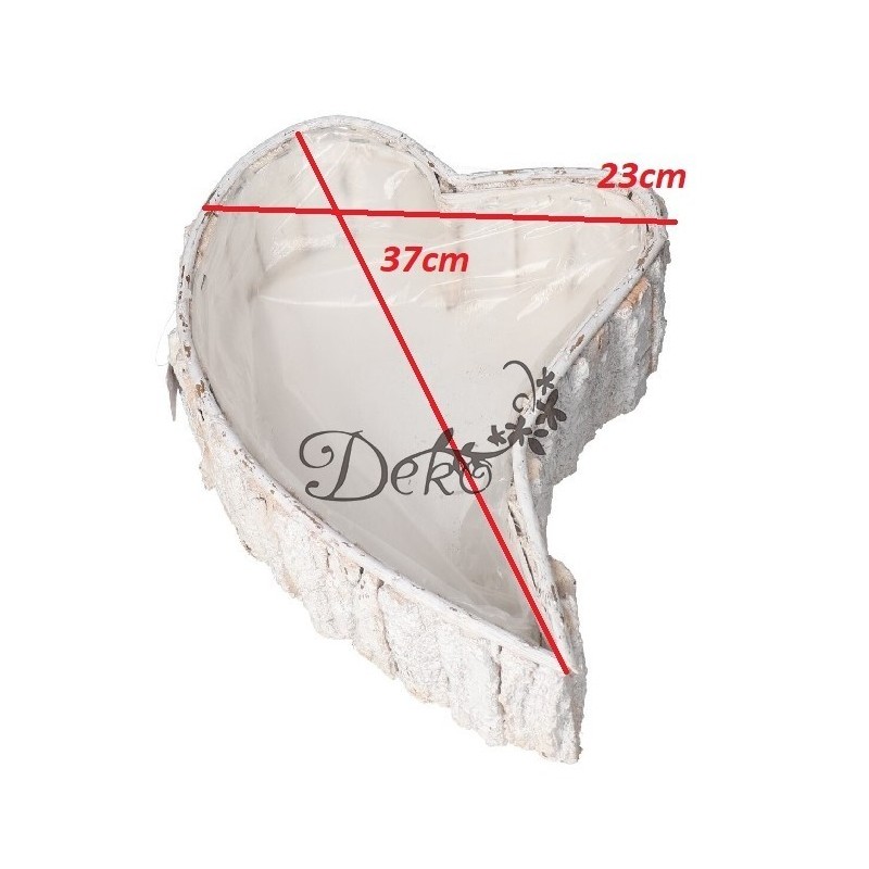 DONICZKA OSŁONKA DREWNIANA DUŻA SERCE BIAŁA DONICZKI