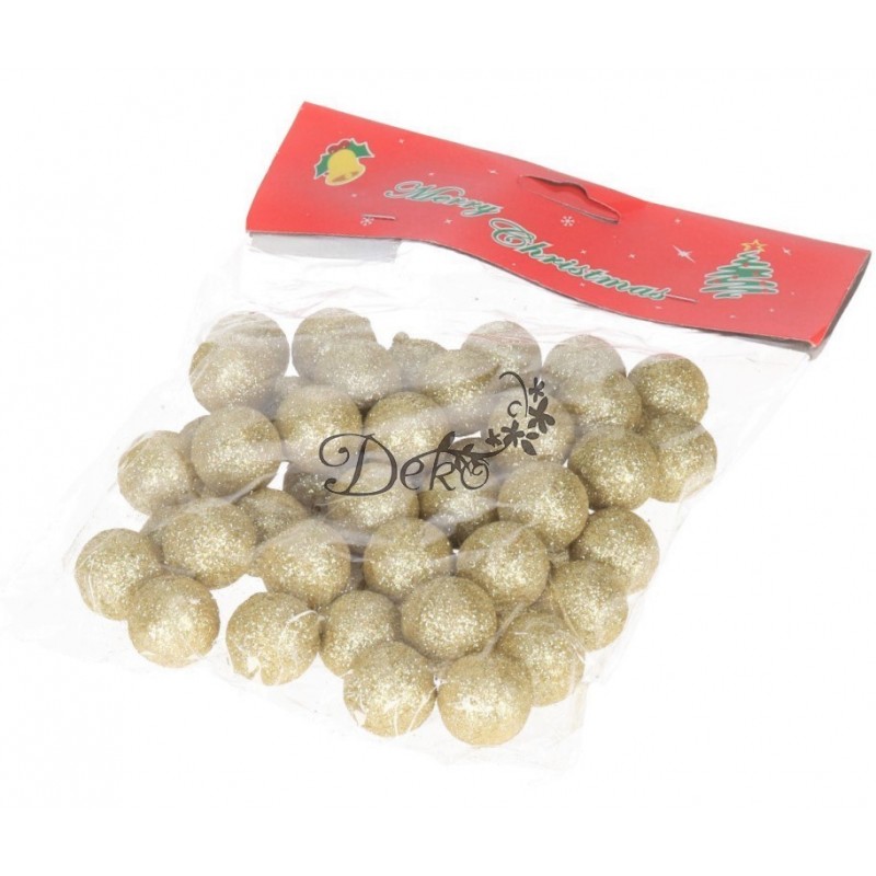 KULKI STYROPIANOWE Z BROKATEM 2,5CM 50SZT ZŁOTE