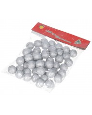 KULKI STYROPIANOWE Z BROKATEM 2,5CM 50SZT SREBRNE