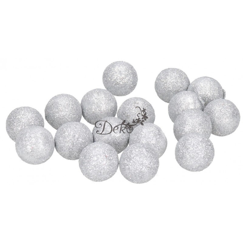 KULKI STYROPIANOWE Z BROKATEM 2,5CM 50SZT SREBRNE