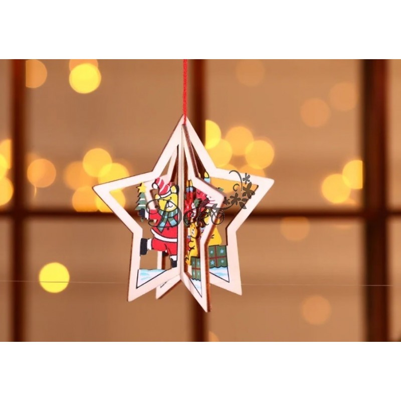 BOMBKI NA CHOINKĘ DREWNIANE OZDOBA DO STROIKA 1SZT