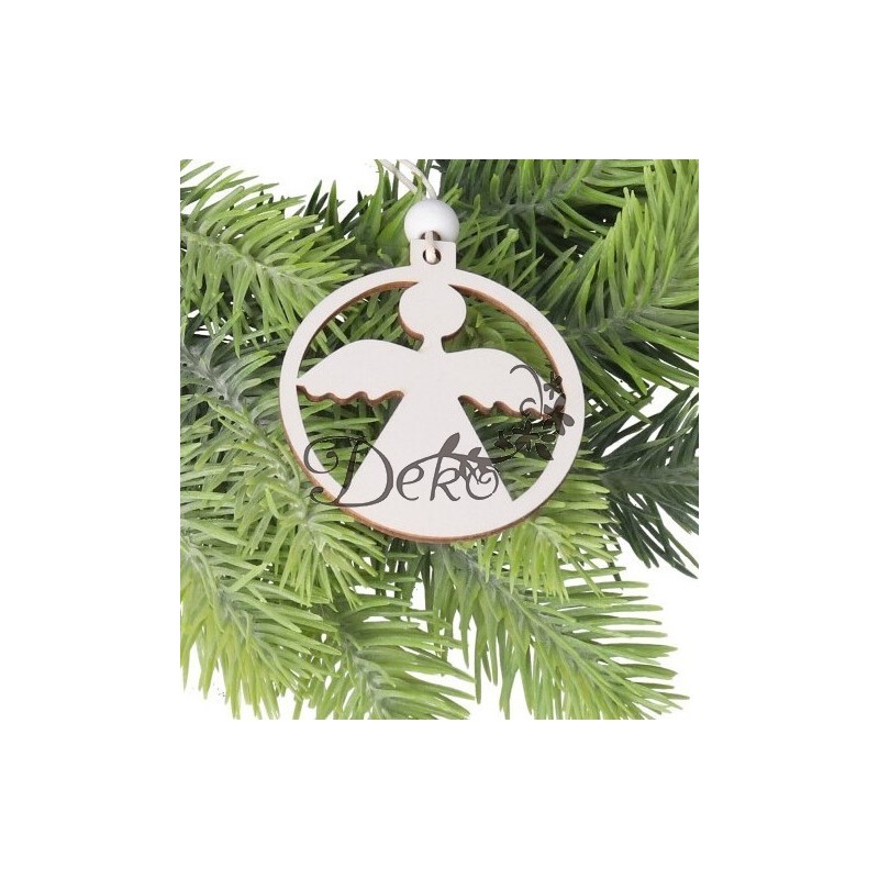 BOMBKI NA CHOINKĘ DREWNIANE ANIOŁKI OZDOBA 12SZT