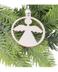 BOMBKI NA CHOINKĘ DREWNIANE ANIOŁKI OZDOBA 12SZT