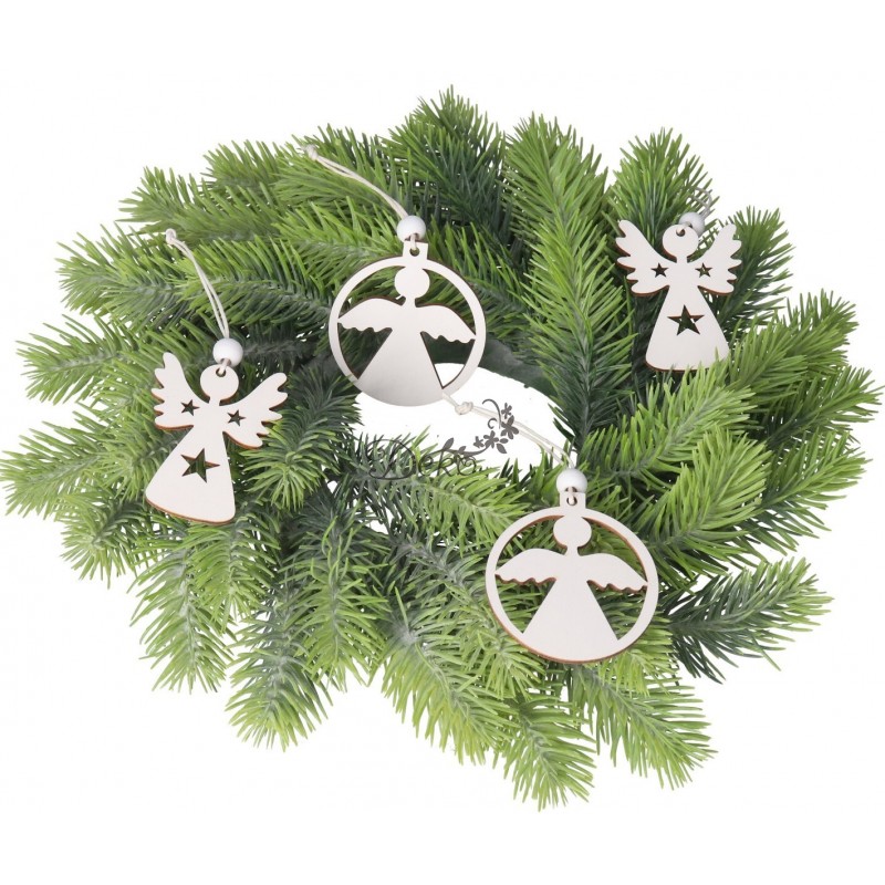 BOMBKI NA CHOINKĘ DREWNIANE ANIOŁKI OZDOBA 12SZT