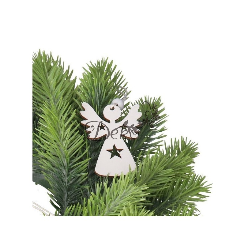 BOMBKI NA CHOINKĘ DREWNIANE ANIOŁKI OZDOBA 12SZT