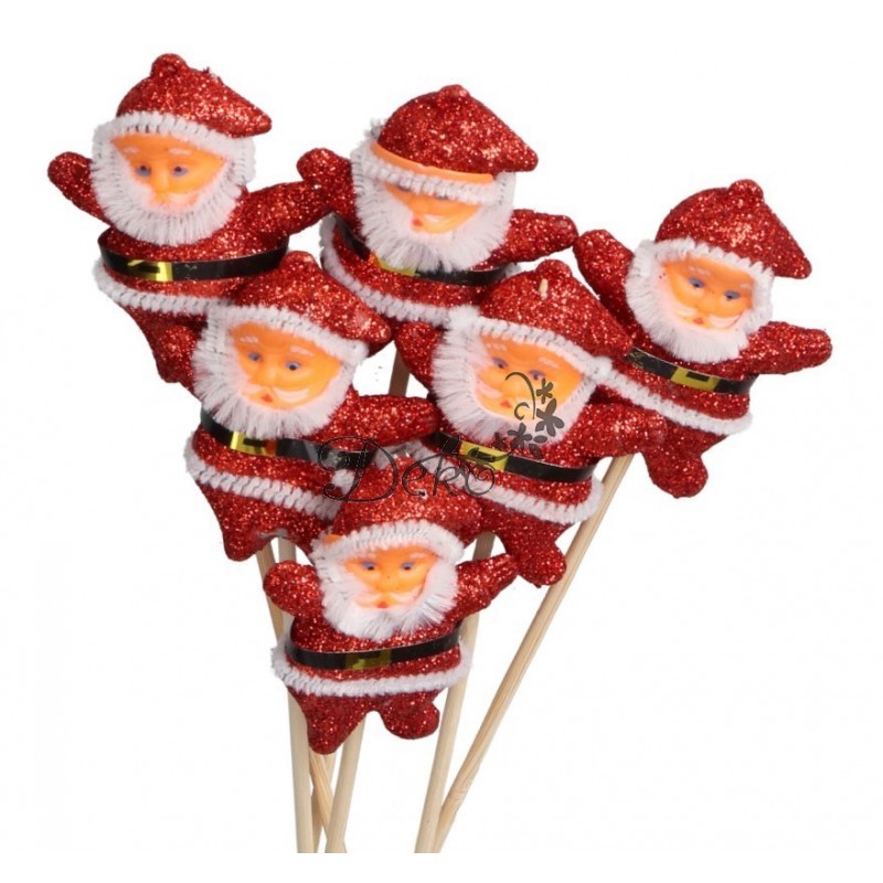 GWIAZDOR MIKOŁAJ NA PIKU 6SZT OZDOBA STROIK