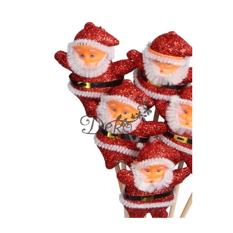 GWIAZDOR MIKOŁAJ NA PIKU 6SZT OZDOBA STROIK