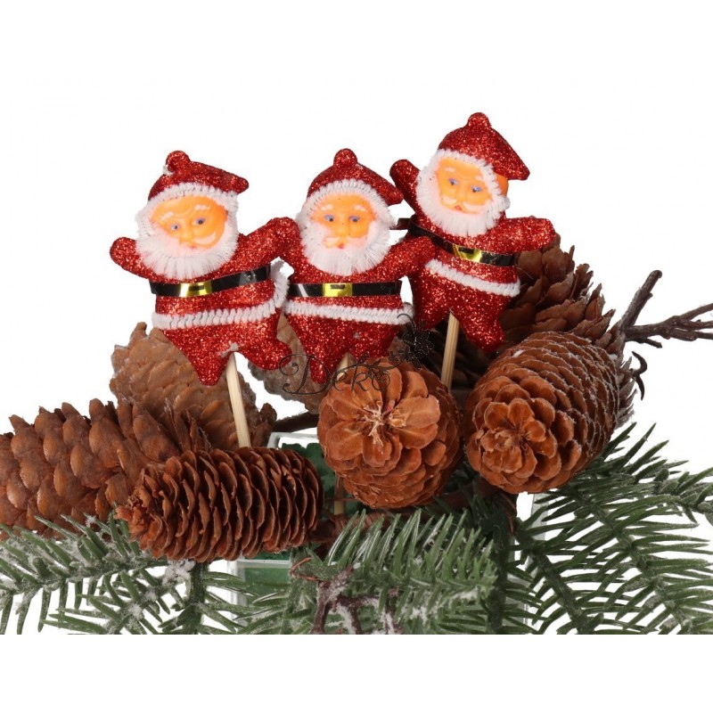 GWIAZDOR MIKOŁAJ NA PIKU 6SZT OZDOBA STROIK