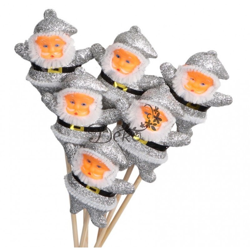 GWIAZDOR MIKOŁAJ NA PIKU 6SZT OZDOBA STROIK