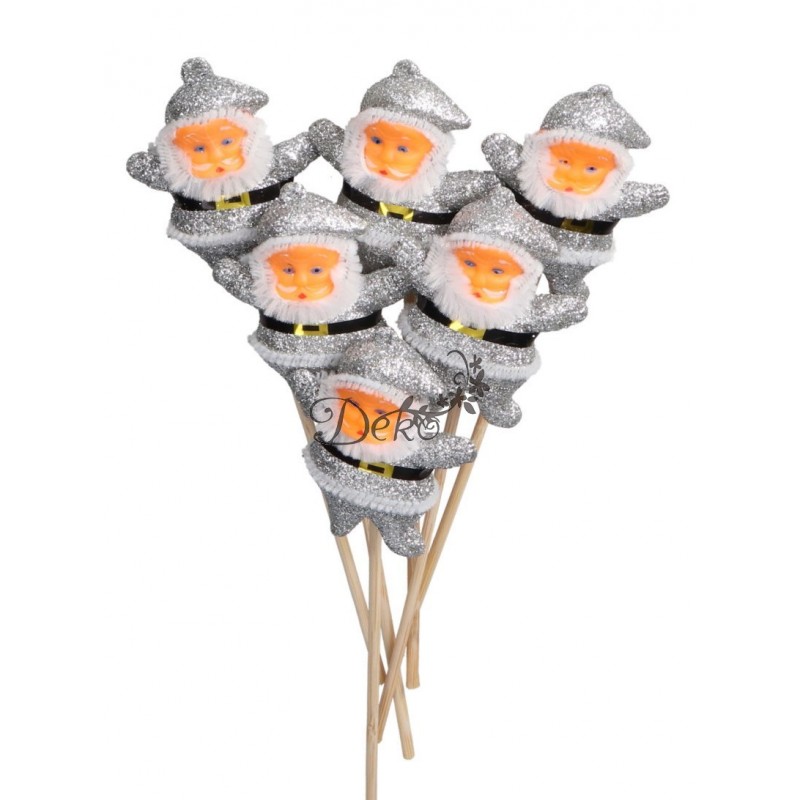 GWIAZDOR MIKOŁAJ NA PIKU 6SZT OZDOBA STROIK