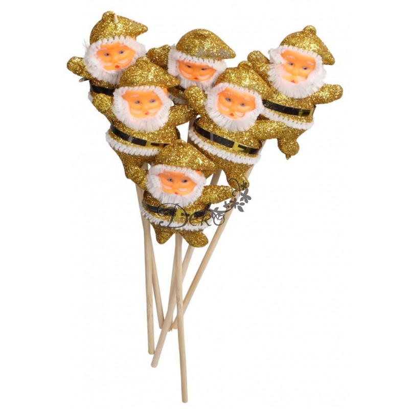 GWIAZDOR MIKOŁAJ NA PIKU 6SZT OZDOBA STROIK