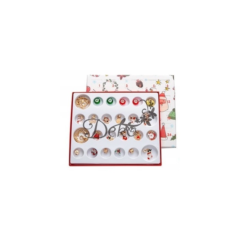 KALENDARZ ADWENTOWY BRANSOLETKA BIŻUTERIA PREZENT ZŁOTY ZAWIESZKI DIY 24SZT