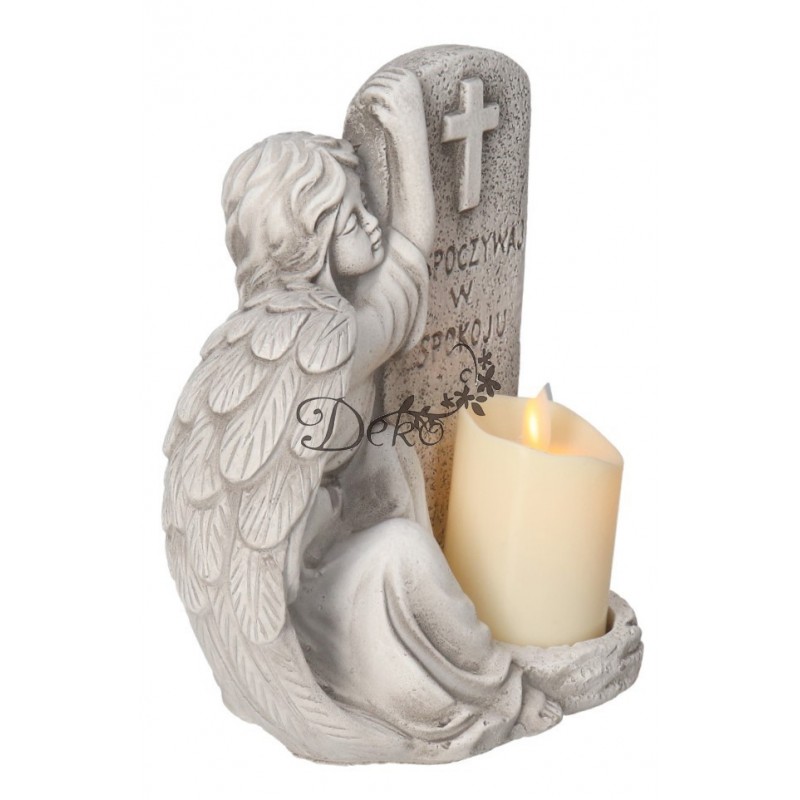FIGURKA Z KAMIENIA NA GRÓB ANIOŁ Z KAMIENIA OZDOBA NA GRÓB