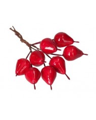 GAŁĄZKI DEKORACYJNE NA STROIK GRUSZKI CZERWONE SZTUCZNE OWOCE 16SZT