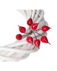 GAŁĄZKI DEKORACYJNE NA STROIK GRUSZKI CZERWONE SZTUCZNE OWOCE 16SZT