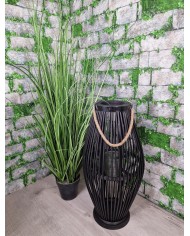 LAMPION BAMBUSOWY RATTANOWY LATARNIA 130CM CZARNY USZKODZONE