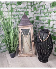 LAMPION BAMBUSOWY RATTANOWY LATARNIA 130CM CZARNY USZKODZONE
