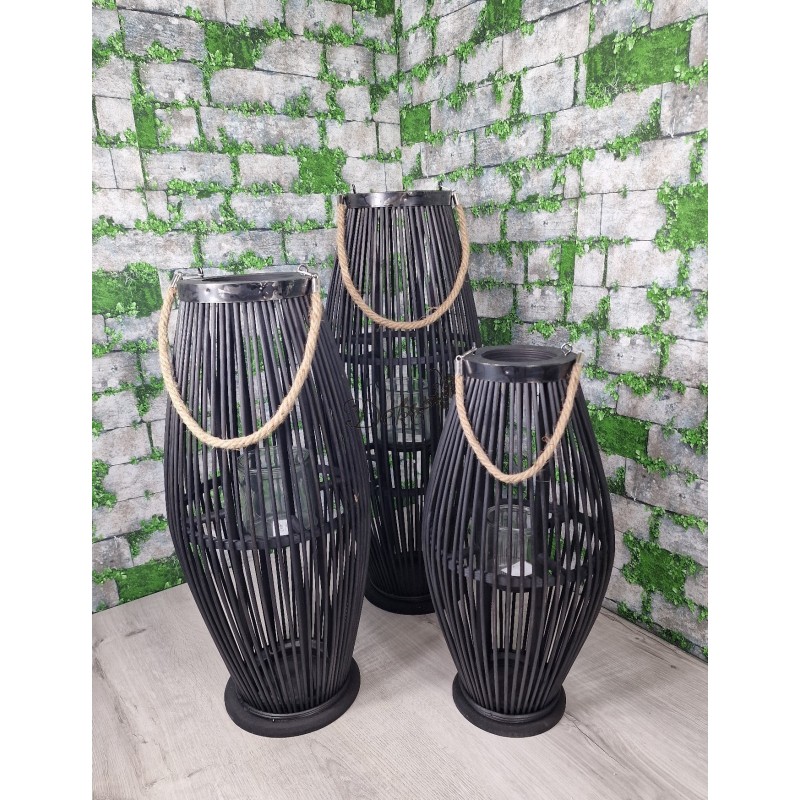 LAMPION BAMBUSOWY RATTANOWY LATARNIA 130CM CZARNY USZKODZONE