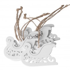 BOMBKI NA CHOINKĘ DREWNIANE OZDOBA STROIK 6SZT SANIE