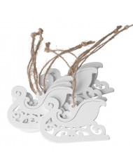 BOMBKI NA CHOINKĘ DREWNIANE OZDOBA STROIK 6SZT SANIE