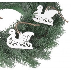 BOMBKI NA CHOINKĘ DREWNIANE OZDOBA STROIK 6SZT SANIE