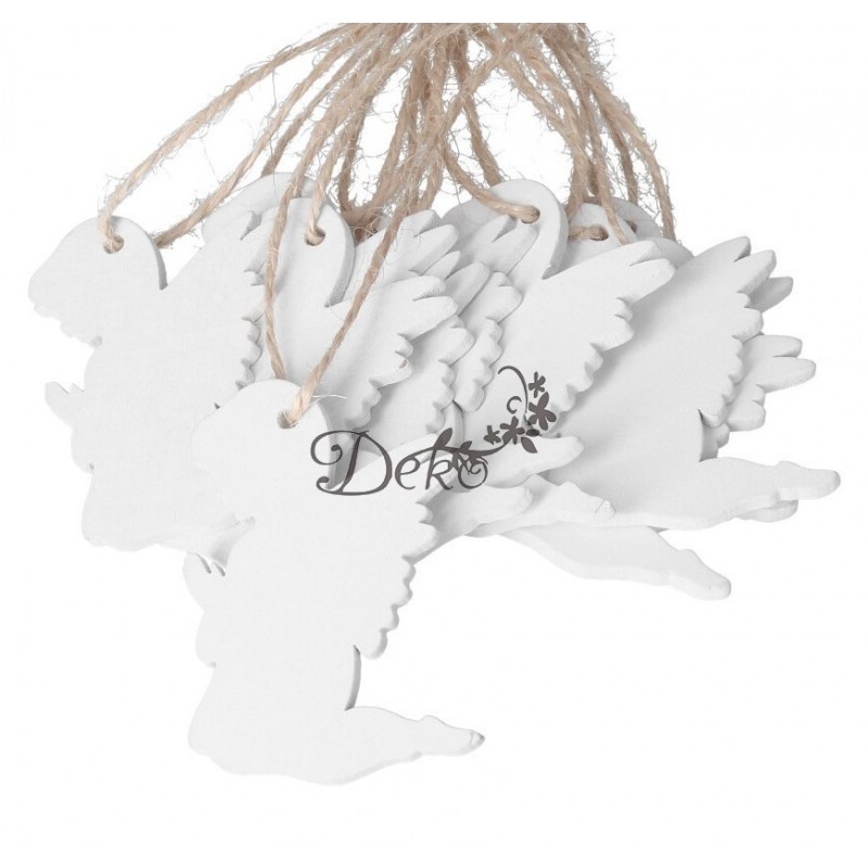 BOMBKI NA CHOINKĘ DREWNIANE OZDOBA STROIK 10SZT ANIOŁKI ANIOŁ