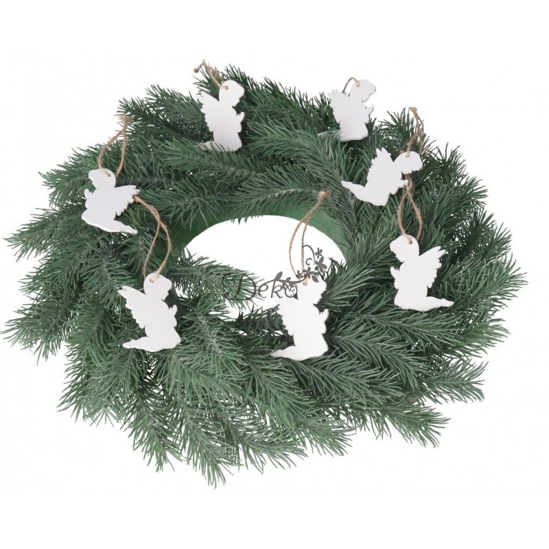 BOMBKI NA CHOINKĘ DREWNIANE OZDOBA STROIK 10SZT ANIOŁKI ANIOŁ