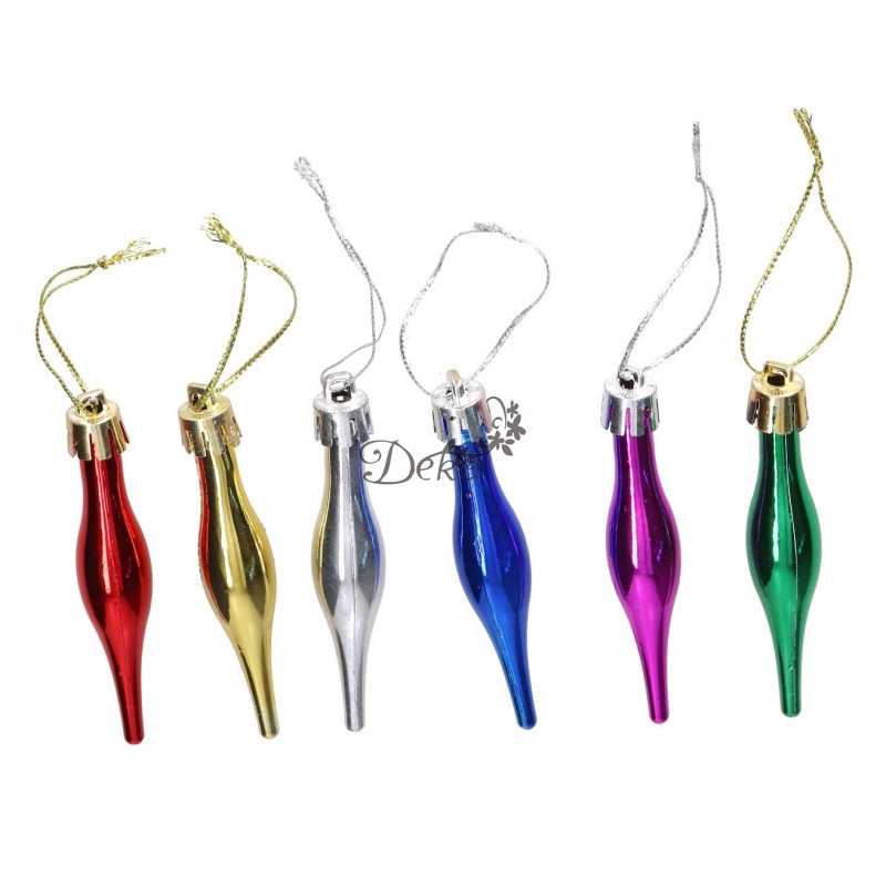 BOMBKI PLASTIKOWE NA CHOINKĘ STROIK 6SZT BOMBKI CHOINKOWE