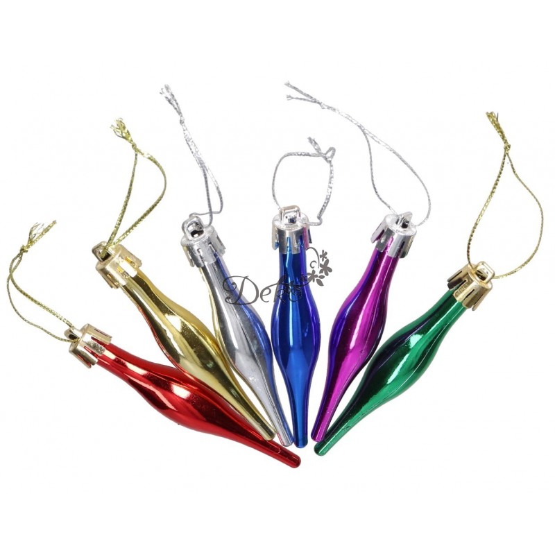 BOMBKI PLASTIKOWE NA CHOINKĘ STROIK 6SZT BOMBKI CHOINKOWE