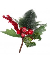 GAŁĄZKA DEKORACYJNA DO STROIKA SZYSZKI Z BROKATEM CHOINKA