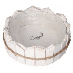 DONICZKA OSŁONKA DREWNIANA 26CM BIAŁA DONICZKI