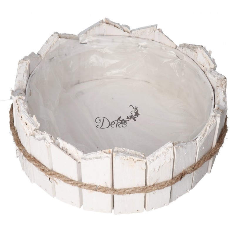 DONICZKA OSŁONKA DREWNIANA 26CM BIAŁA DONICZKI