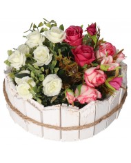 DONICZKA OSŁONKA DREWNIANA 26CM BIAŁA DONICZKI