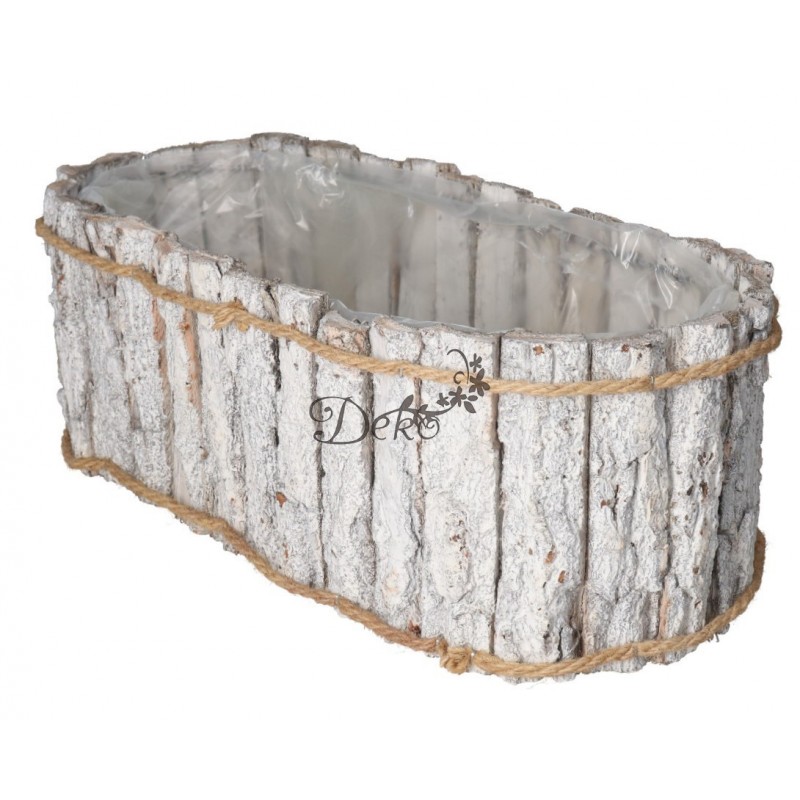 DONICZKA OSŁONKA DREWNIANA KORA KORYTKO DONICZKI 40CM